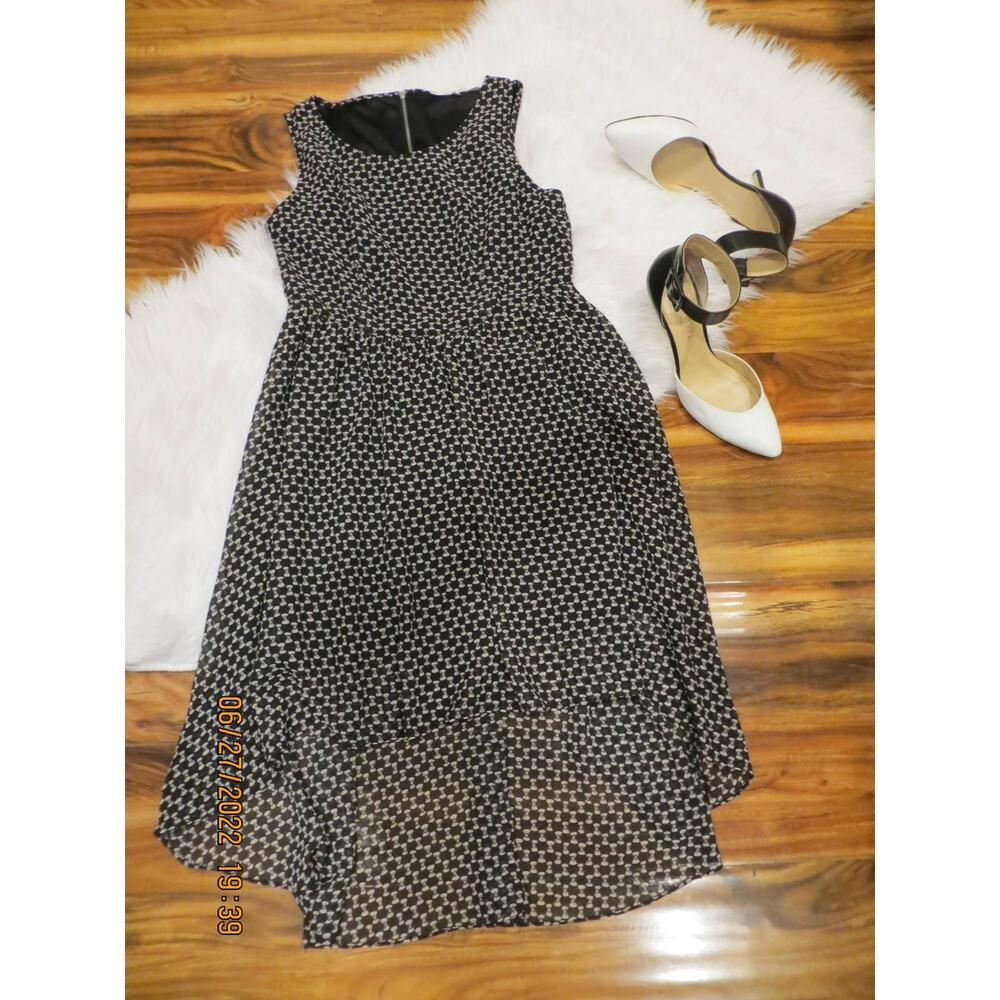MIAMI Hi-Low Summer Dress.‎  Black/White.  Sleeveless Women Size Medium